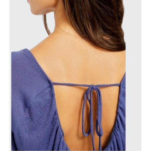 Free People Womens Bondi Thermal Long Sleeve Blouson True Blue Medium - Picture 3 of 16